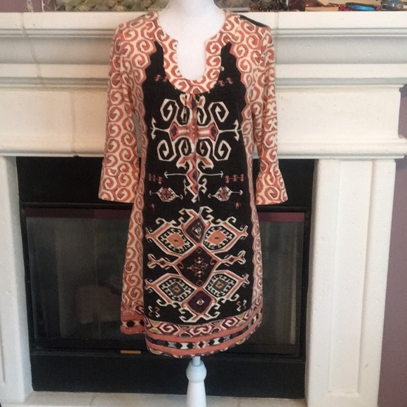 Aryeh Dresses & Skirts - Aryeh boho tribal print dress w/flounced sleeves